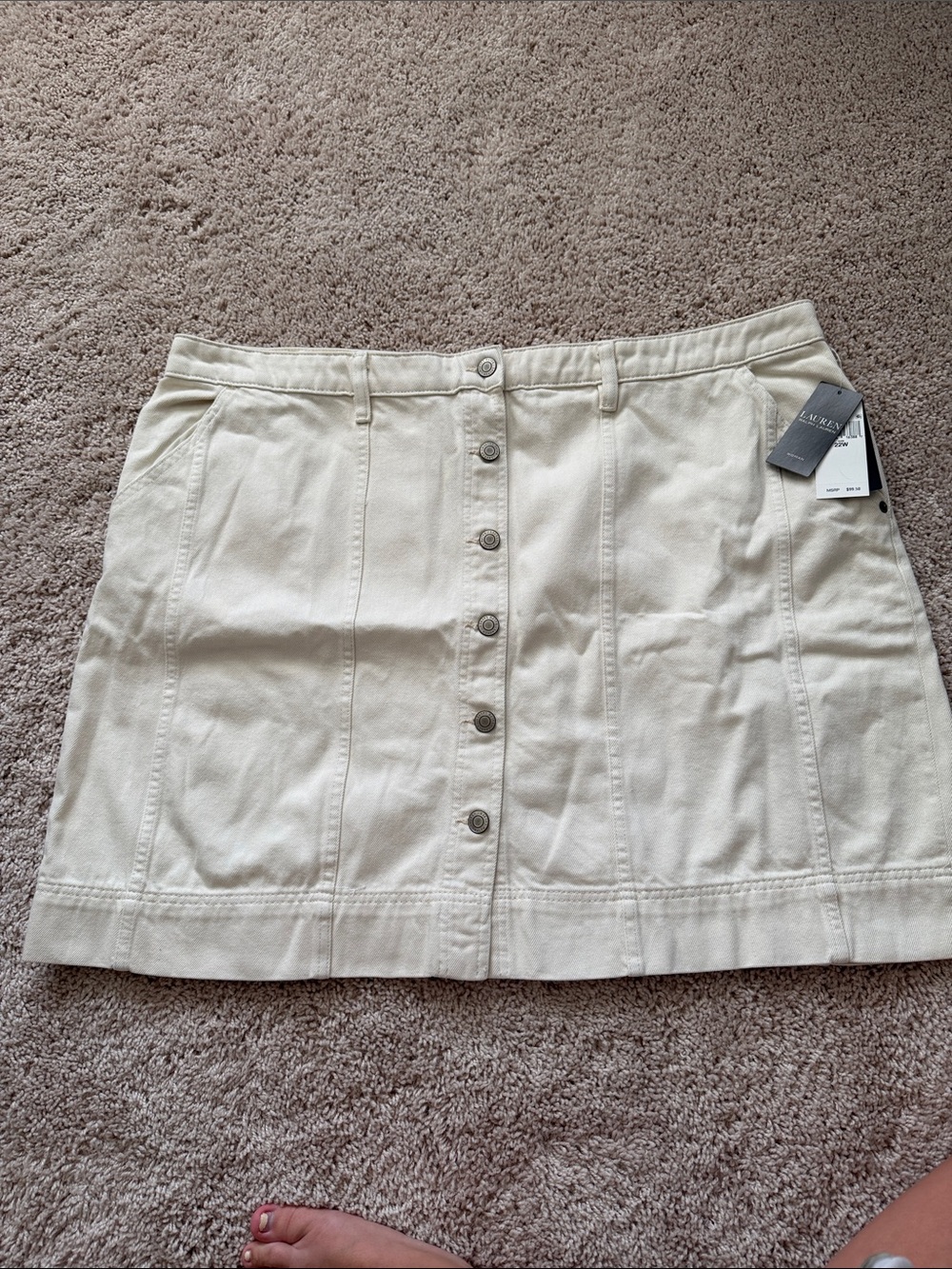 Ralph Lauren Cream Button-Front Mini Skirt